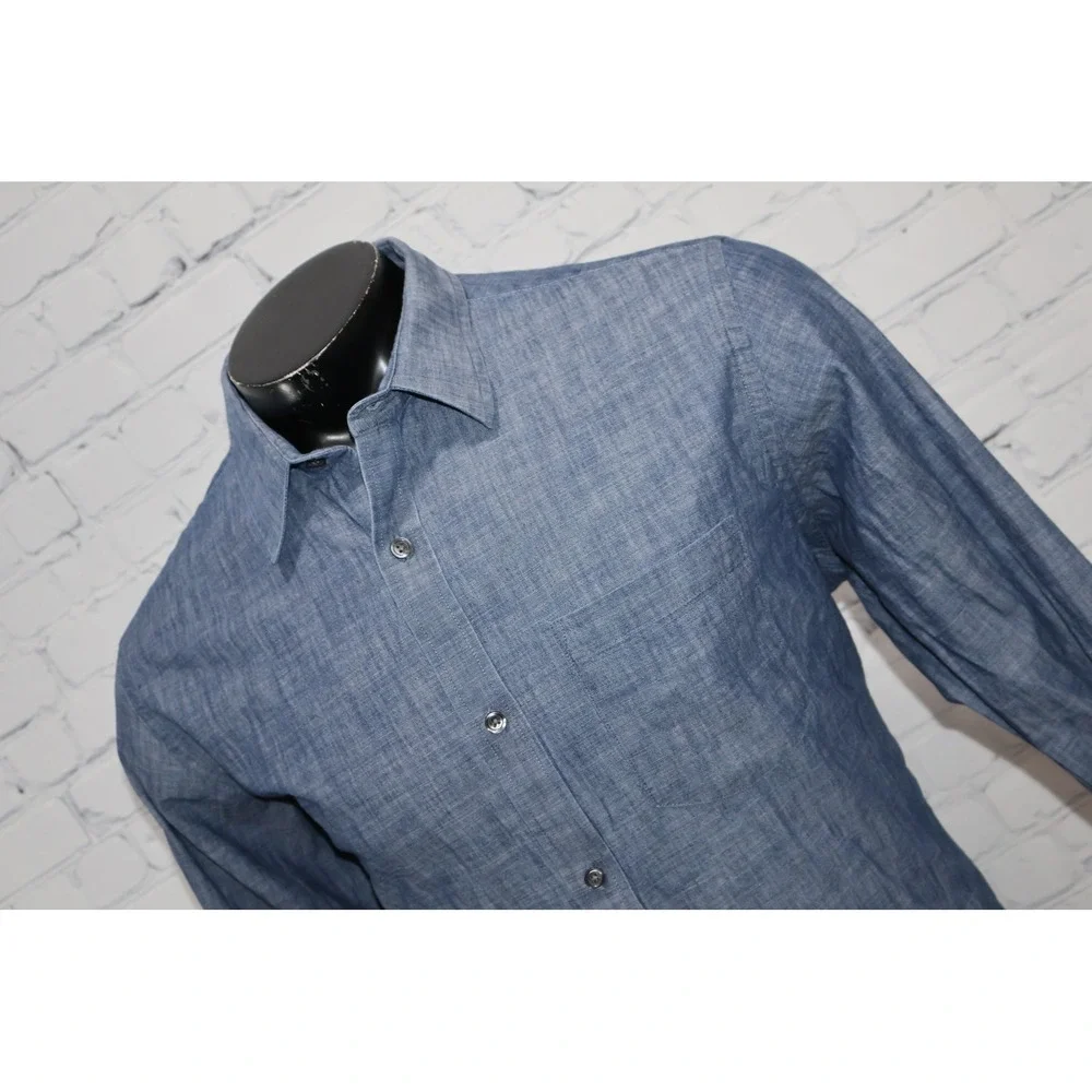 Banana Republic Jean Denim Shirt Mens XL Blue Chambray Soft Wash Slim Fit